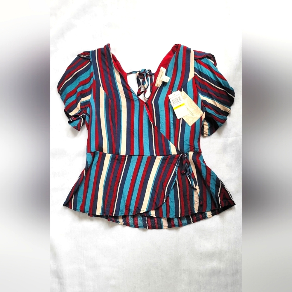 NWT! Lulus Striped Fall Band Of Gypsies Blouse Women's Boho Festival Top Medium